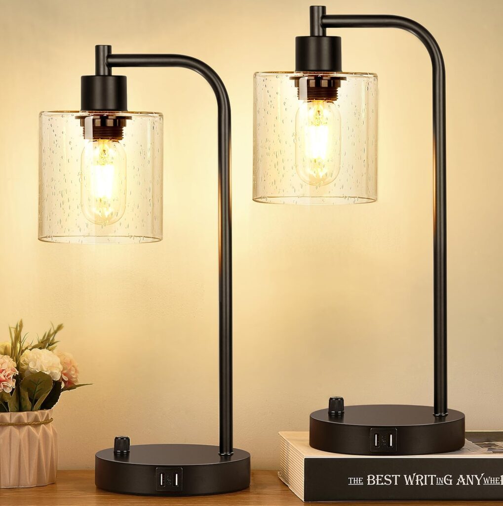 Set of 2 Industrial Table Lamps